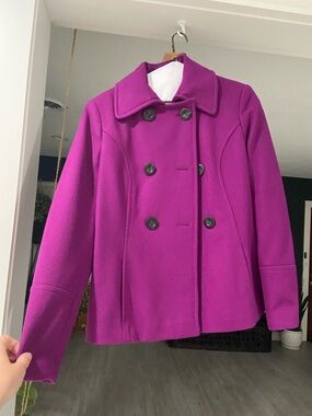 Zara Purple Double-Breasted Peacoat